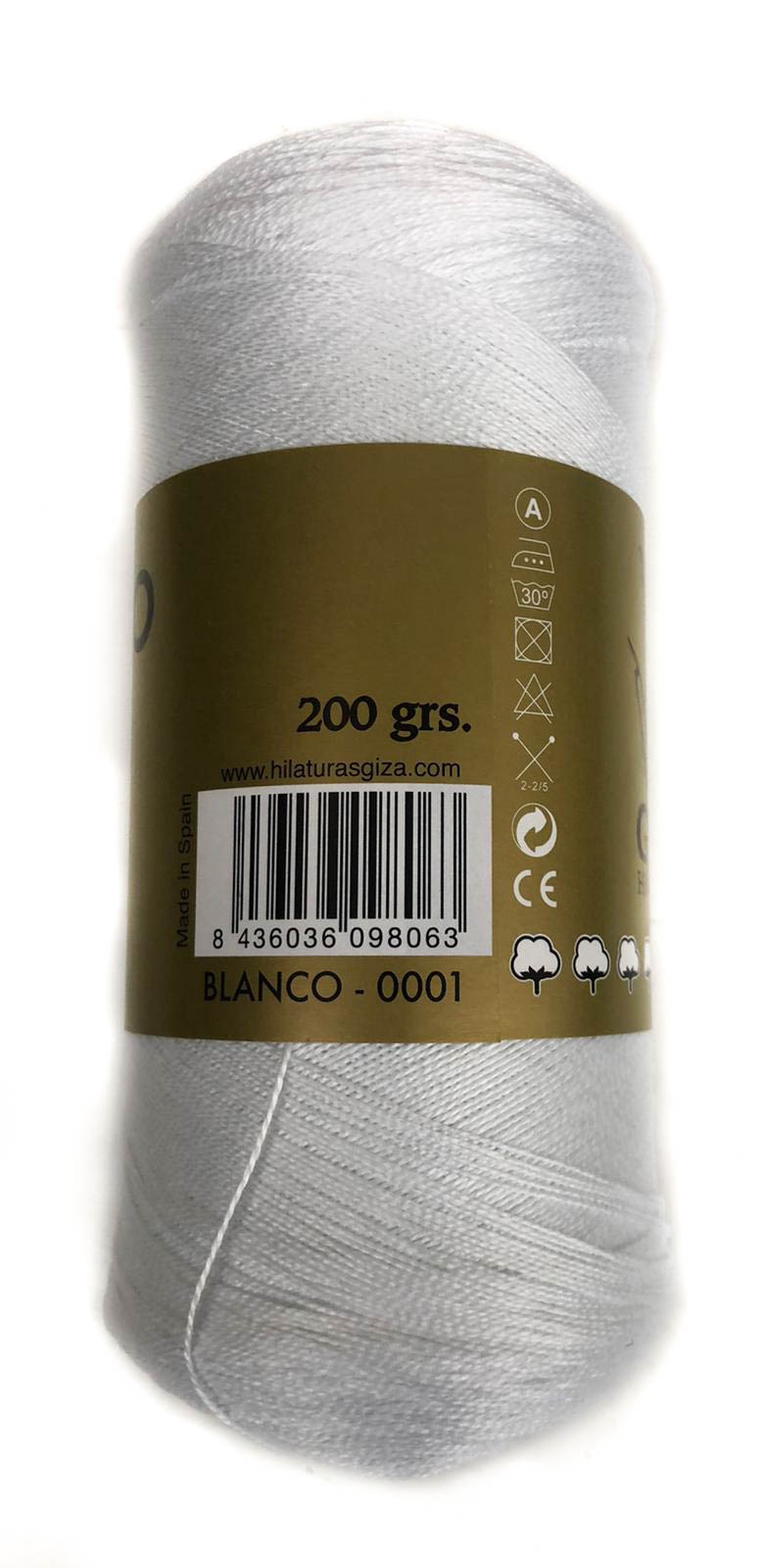 GIZA Oro N°5 Bianco – Gomitolo Da 200g Di Cotone Egiziano 100% Per Uncinetto, Doppia Mercerizzazione, Prodotto In Spagna